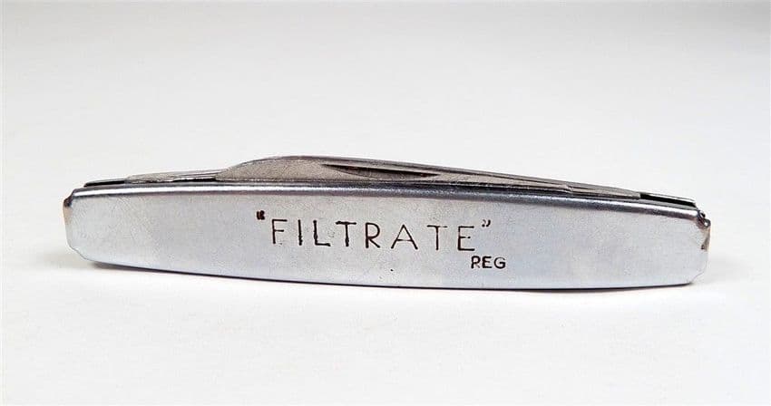 Vintage Filtrate Oil Richards Sheffield Inoxidable Folding Folder Pocket Knife Advertising