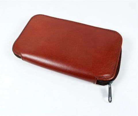 Vintage Fly Fishing Leather & Sheepskin Zipped Fly Wallet Anglers Trout Salmon Flies