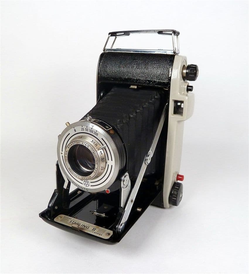 Vintage Folding Camera English Kodak Sterling II 2 1950s Pronto Shutter Anaston Lens Canvas Case