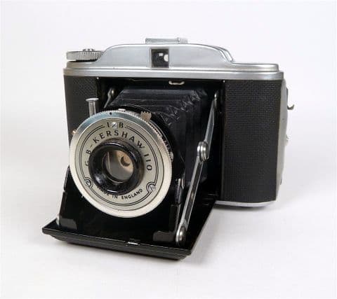 Vintage Folding Camera GB Kershaw 110 Made in England 120 Roll Film Circa 1950s Part Leather Case