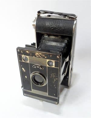 Vintage Folding Camera German Agfa Billy Clack Billinar Model 74 120 Roll Film Circa 1930s Art Deco