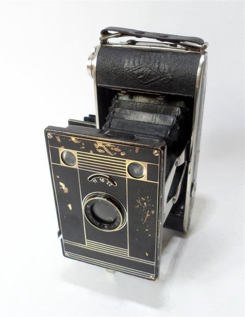 Vintage Folding Camera German Agfa Billy Clack Billinar Model 74 120 Roll Film Circa 1930s Art Deco