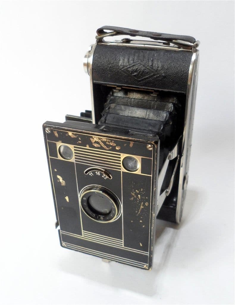 Vintage Folding Camera German Agfa Billy Clack Billinar Model 74 120 Roll Film Circa 1930s Art Deco