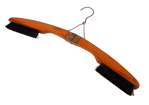 Vintage Folding Patent Wood Coat Hanger Clothes Brush G B Kent & Sons Duraton & Hair