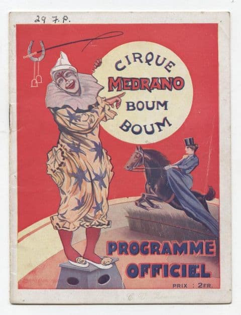 Vintage French Souvenir Circus Programme Cirque Medrano Cairoli Porto Carletto Blackpool CFA