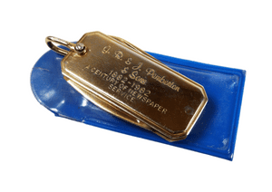 Vintage G R & J Pemberton Preston 1882-1982 Newspaper Service 24CT Gold Plate Folding Pocket Knife