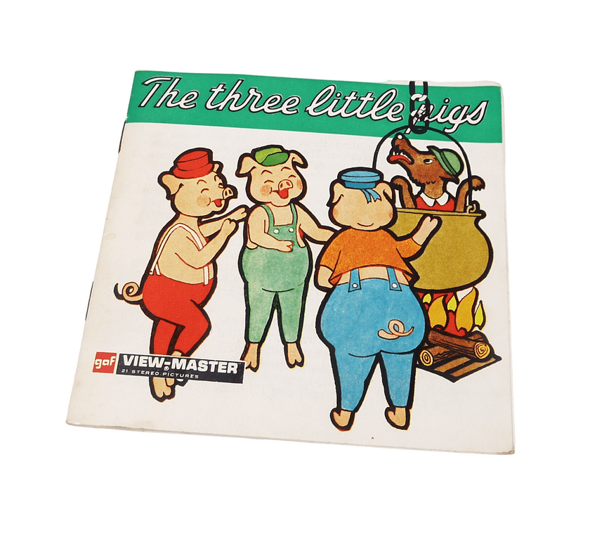 Vintage GAF 3-D Viewmaster View Master Reel Set B421 E 3 Little Pigs Ugly Duckling Bremen Musicians