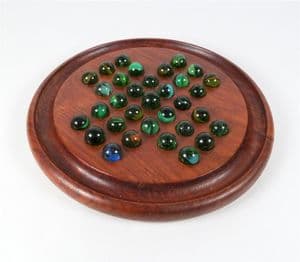 Vintage Game Solitaire Board Complete with Glass Marbles Original Label 3W/60/SH s-game RS 63/-