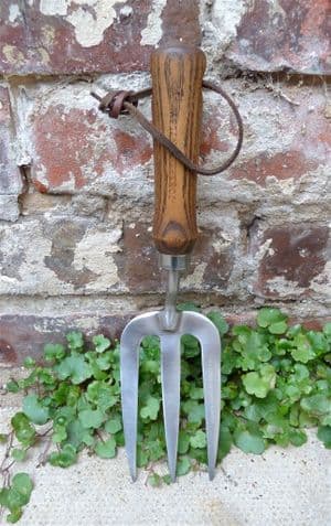 Vintage Garden Gardening Tool Joseph Bentley Hand Fork Ash Handle Stainless Planting Cultivating