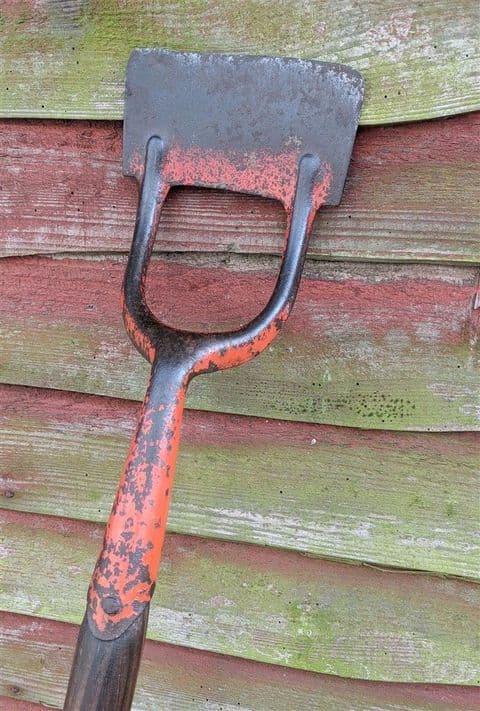 Vintage Gardening Tool Early 20th Century English Long Thick Pine Handled Dutch Hoe Sturdy Strong