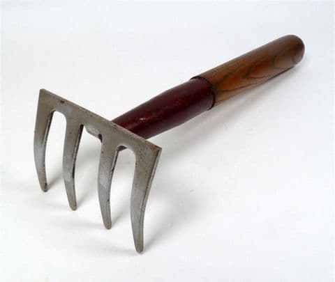 Vintage Gardening Tool Short Handled 4 Tine Garden Hand Rake Circa 1950s Window Box Weeding