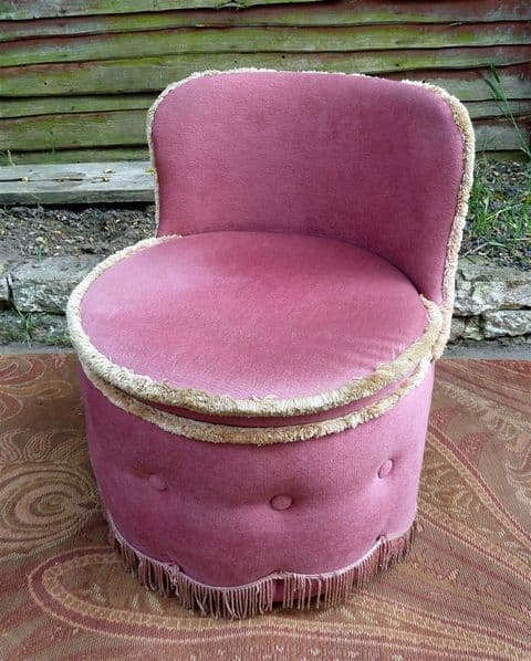 Vintage Genuine Sherborne Pouffes Limited Bradford Boudoir Bedroom Tub Pink Chair Draylon Velvet