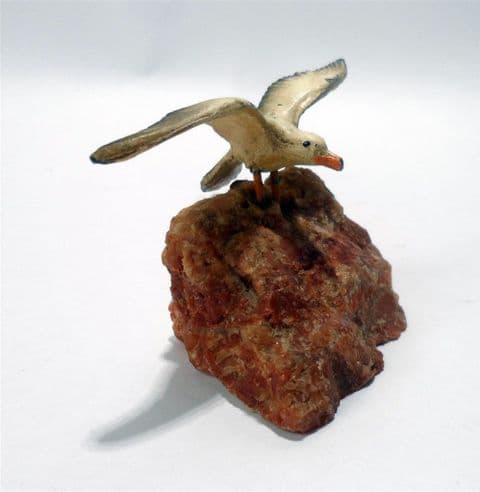 Vintage Geological Souvenir Kents Cavern Caves Torquay Devon Stone Bird Lead Seagull 1950s
