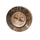 Vintage Geological Souvenir Polished Cornish Stone Serpentine Marble Desk Compass Barrel Form