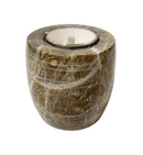 Vintage Geological Souvenir Polished Cornish Stone Serpentine Marble Desk Compass Barrel Form
