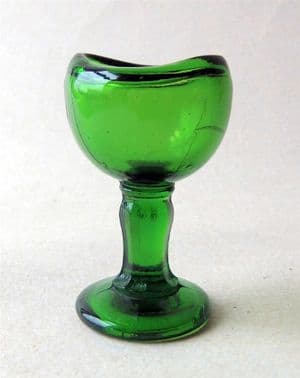 Vintage George Harold Needham MPS Manor Sheffield Chemist Green Glass Stem Eye Bath Wash Circa 1930s