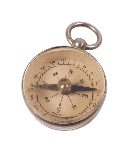 Vintage German Chrome Watch Fob Compass Albert Chain Walking Map Reading Military Germany