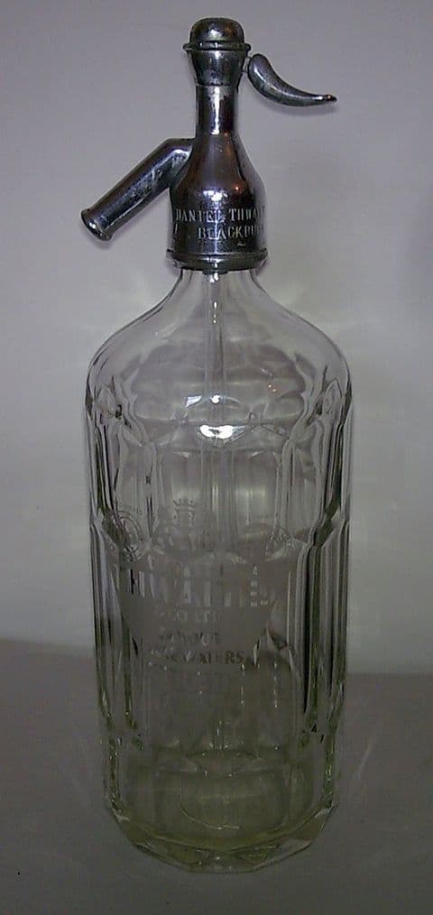 Vintage Glass Soda Siphon Syphon Daniel Thwaites Blackburn 1913 British Syphon Company Circa 1920s
