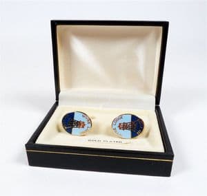 Vintage Gold Plated Enamel Wyre Lodge No. 7704 Freemasons Cufflinks Masonic Masons Boxed