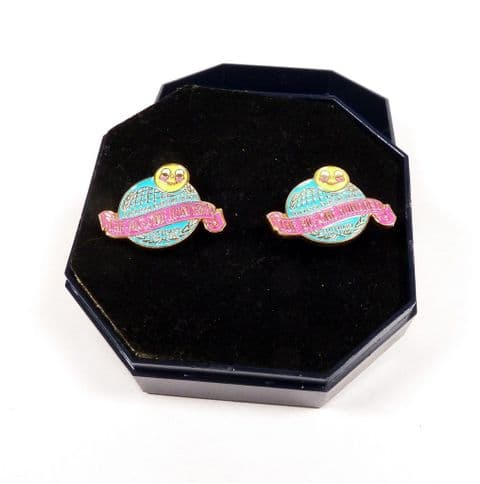 Vintage Gold Tone Enamel Blackpool Pleasure Beach Big One Hundred Centenary 1896-1996 Cufflinks
