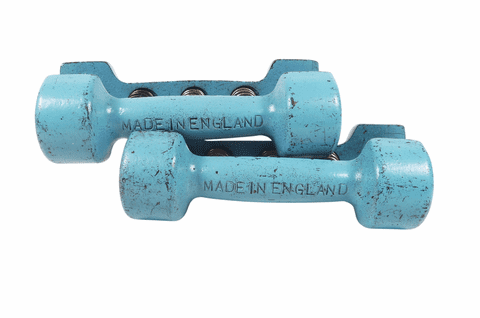 Vintage Gym Exercise Weights Terry's Herbert Terry L Blue Spring Grip Dumbbells Gentlemen's Sandow