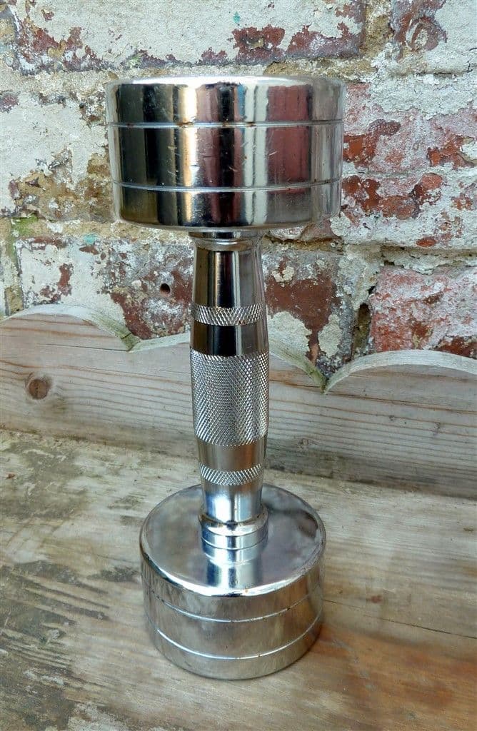 Vintage Gym Weight 8lb Dumbbell 1960s Chrome Plated Door Stop Physical Culture