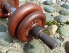 Vintage Gym Weights Pair of Cast Iron WrightWeight Dumbbells Physical Culture 2+20lb 39.5lb 18kg