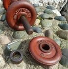 Vintage Gym Weights Pair of Cast Iron WrightWeight Dumbbells Physical Culture 2+20lb 39.5lb 18kg
