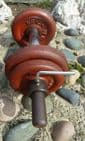Vintage Gym Weights Pair of Cast Iron WrightWeight Dumbbells Physical Culture 2+20lb 39.5lb 18kg