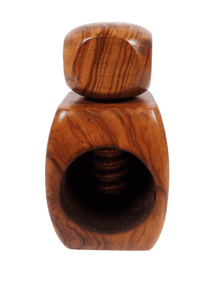 Vintage Hand Carved Wood Screw Type Nutcracker Nut Cracker 1970s Wooden Olive Cube Square