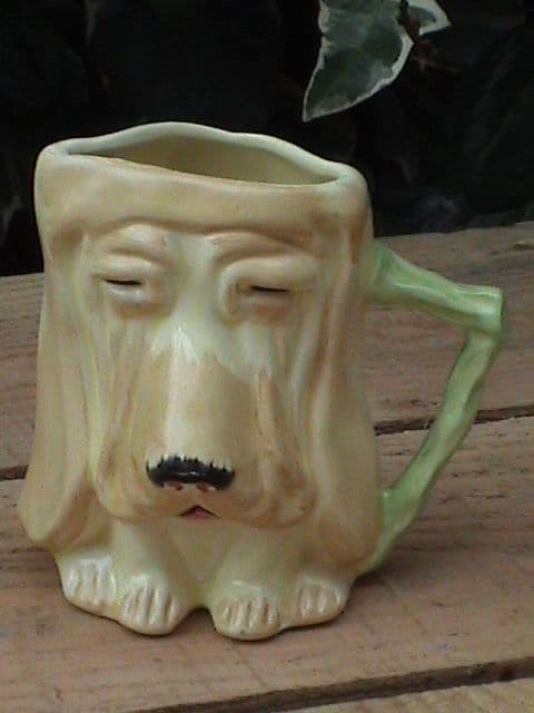 Vintage Hand Painted Keele St Staffordshire Pottery KSP Dog Water Jug Circa 1960s