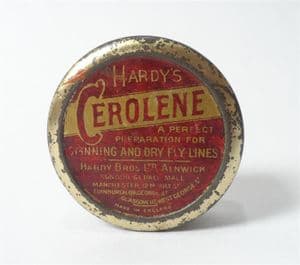 Vintage Hardy Bros Alnwick England Cerolene Tin c/w Contents Fly Spinning Fishing Angling Tackle Box