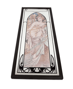Vintage Home 10" x 4.25" Lady 'Morning Awakening Mirror Art Nouveau Mucha Style 1970s  Finger Plate