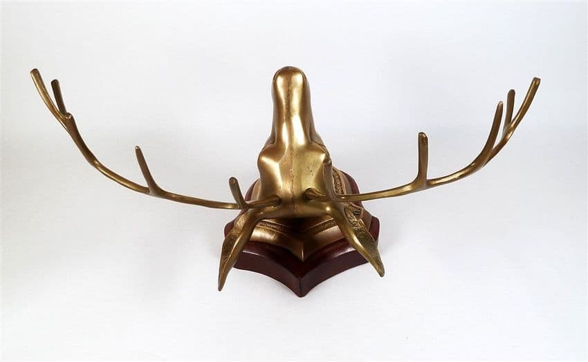 Vintage Home Shop Large Office Brass Stag Head Hat Rack Hanger Wall