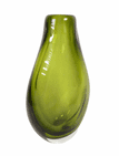 Vintage Italian Heavy Cased Art Glass Olive Green Vase Murano Sommerso Not Signed Flavio Poli Style