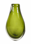 Vintage Italian Heavy Cased Art Glass Olive Green Vase Murano Sommerso Not Signed Flavio Poli Style