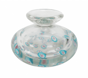 Vintage Italian Murano Art Glass Squat Vase Star & Flower Cane Murrine AVEM Circa 1950s