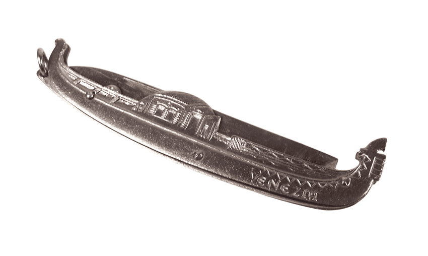 Vintage Italian Souvenir Figural Gondola Folding Folder Pocket Knife Venezia Venice Italy