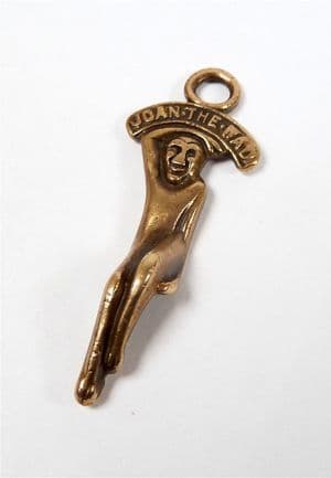 Vintage Joan the Wad Lucky Brass Charm Queen of the Pixies Cornish English Piskie Pixie Circa 1920s