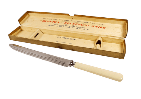 Vintage Kitchen 1929 Patent Granton Household Grant Sheffield England Stainless Bread Meat Knife Box