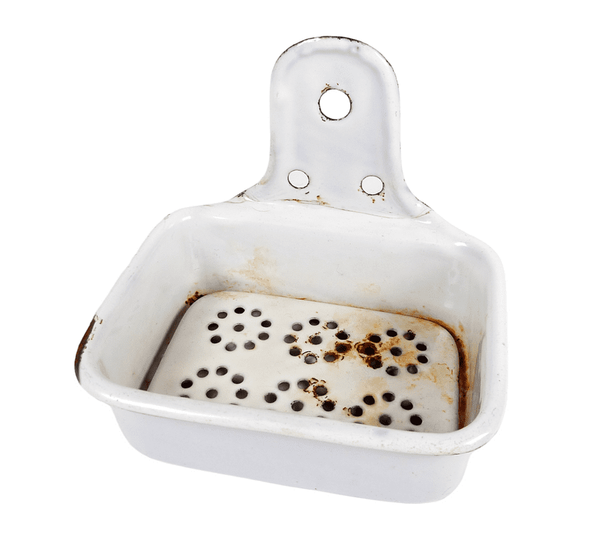 Vintage Kitchen Bathroom Enamel White Soap Dish c/w Drainer 1930s Enamelware