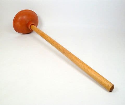 Vintage Kitchen Bathroom Long Handled Sink Rubber Plunger 1970s Wooden Handle Prop Display