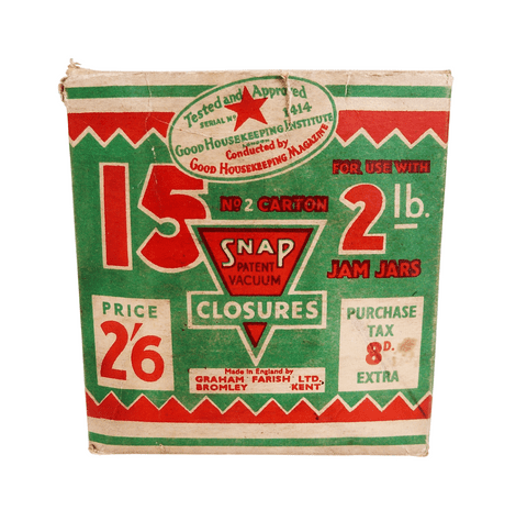 Vintage Kitchen Boxed Graham Farish 2lb Jam Jar Snap Vacuum Closures 15 Lids Rubber Seals 2' 6