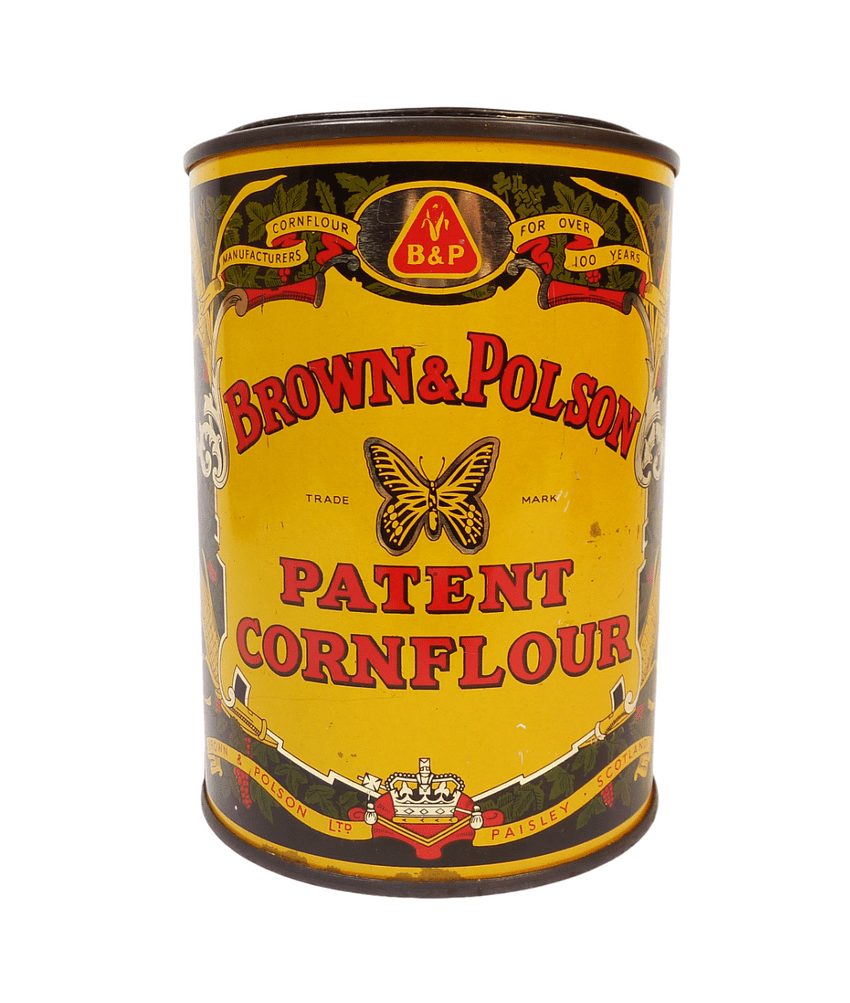 Vintage Kitchen Brown & Polson Paisley Patent Cornflour 16oz 454g Signature Tin Circa 1950s
