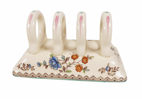 Vintage Kitchen Copeland & Sons Spode Audley Royal Jasmine Ceramic Toast Rack 4 Slice 1950s Letter