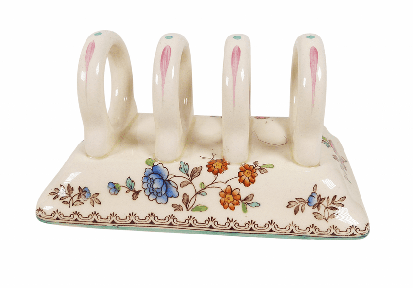 Vintage Kitchen Copeland & Sons Spode Audley Royal Jasmine Ceramic Toast Rack 4 Slice 1950s Letter