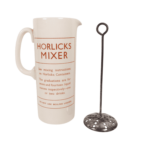 Vintage Kitchen Horlicks Ceramic Drink Mixer 1930s Measuring Jug England Frother Plunger