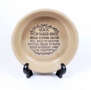 Vintage Kitchen Moira English Farmhouse Stoneware Pie Dish Quick Oven Baked Snack Printed Recipe