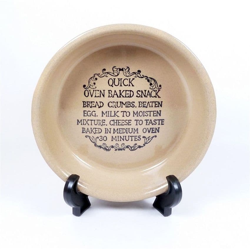 Vintage Kitchen Moira English Farmhouse Stoneware Pie Dish Quick Oven Baked Snack Printed Recipe