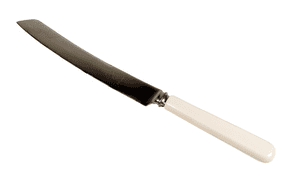 Vintage Kitchen Sheffield Make England Stainless Steel Bread Knife Serrated Edge White Handle 1950s